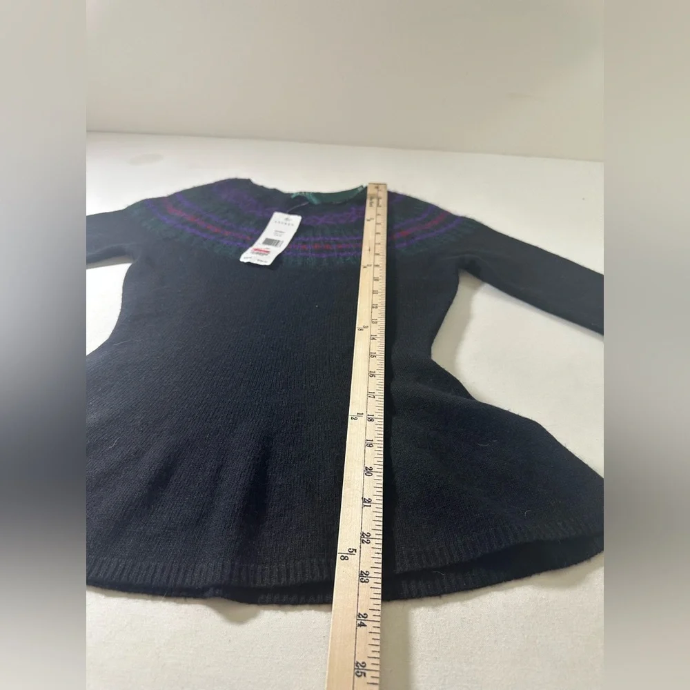 Lauren Ralph Lauren Peplum Sweater Women XS Black NWT‎ Nordic Fair Isle Mohair